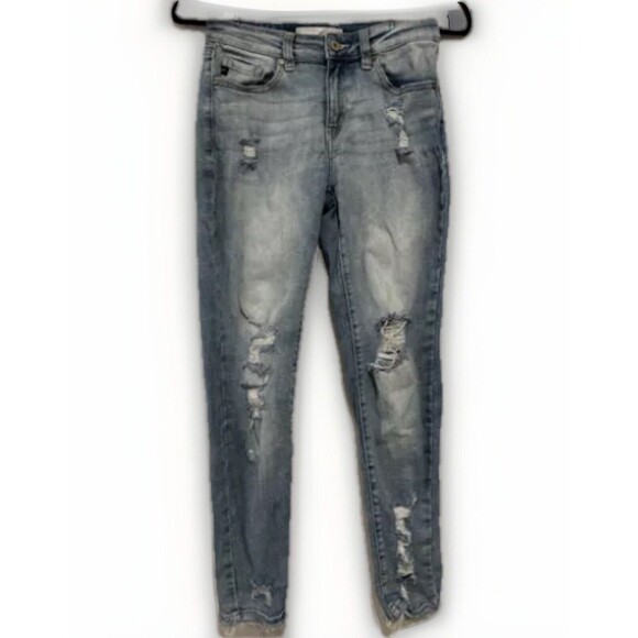 KanCan Kaleigh Mid Rise Ankle Skinny Jeans Size 7/27 Distressed KC8373M Med Wash - Picture 1 of 16
